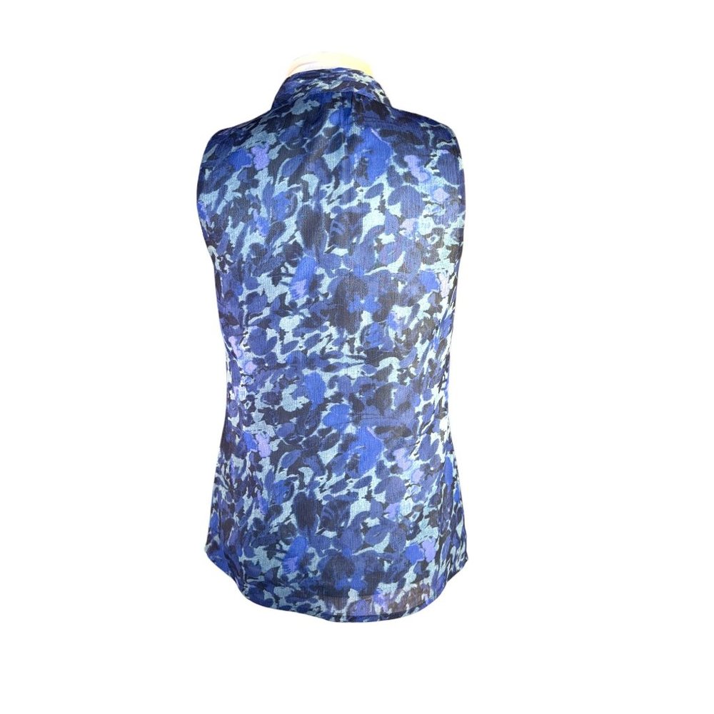 Banana Republic Blue Sleeveless Blouse Petite Women Size 00 - Picture 6 of 9